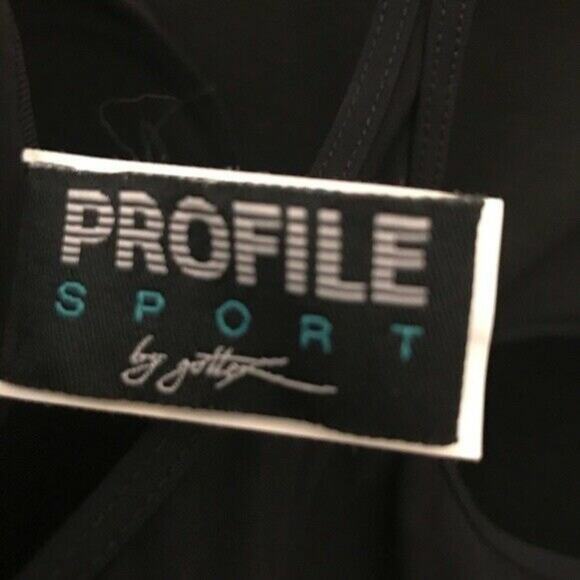 Sports Bra Black and Neon Yellow 80's 90s Profile by Gottex Womens Sz 16 - Picture 4 of 6